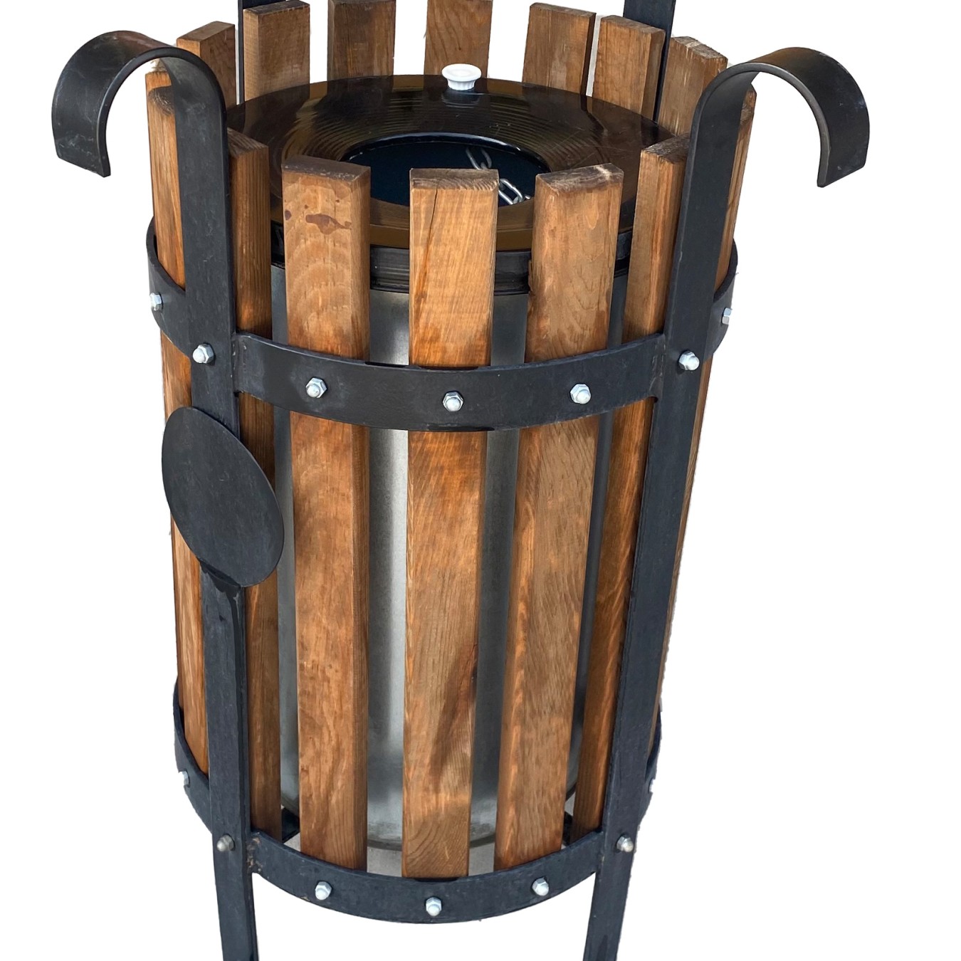 Ahşap Demir Çöp Kovası